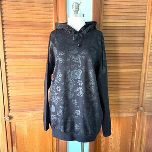 Jawbreaker Garden Goth Punk Emo Rest In Peace Skull & Flowers Black Hoodie